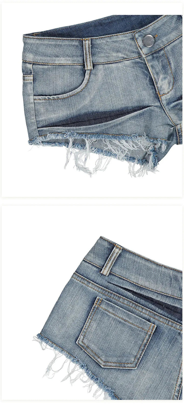 Women Short Hot Pants Jeans Slim Fit Low Waist Irregular Pockets Sexy Tassels Denim Shorts Button Fly Party Summer 2025 PlatiNum