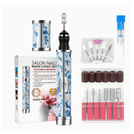 Electric Nail Drill Machine Rechargeable 500mAh Portable Nail File Kit 4 Speed Adjustable Manicure Tool for Nail Polishing Gel Removal Salon Beauty Care