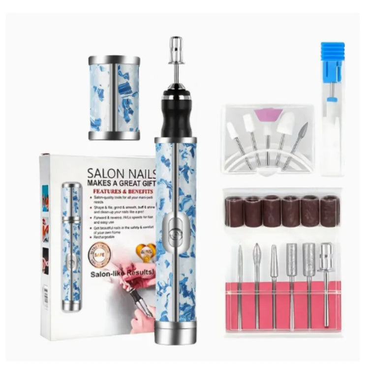 Electric Nail Drill Machine Rechargeable 500mAh Portable Nail File Kit 4 Speed Adjustable Manicure Tool for Nail Polishing Gel Removal Salon Beauty Care