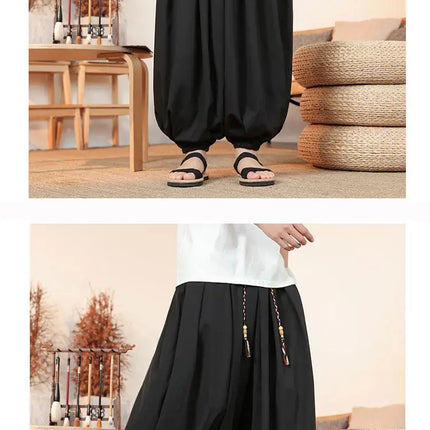 Pantaloni Estivi da Uomo in Seta Ghiaccio Sottile Traspirante, Pantaloni alla Moda a Lanterna, Casual, Comodi, a Gamba Larga, Taglie Forti fino alla 8XL