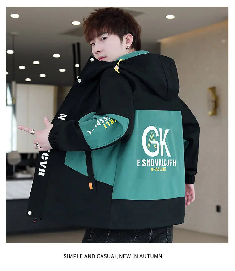 Autumn Casual Men Sets Two Pieces Fashion Korean Trend Hooded Jacket + Pants Spring Baseball Uniform Suit Man Outfit