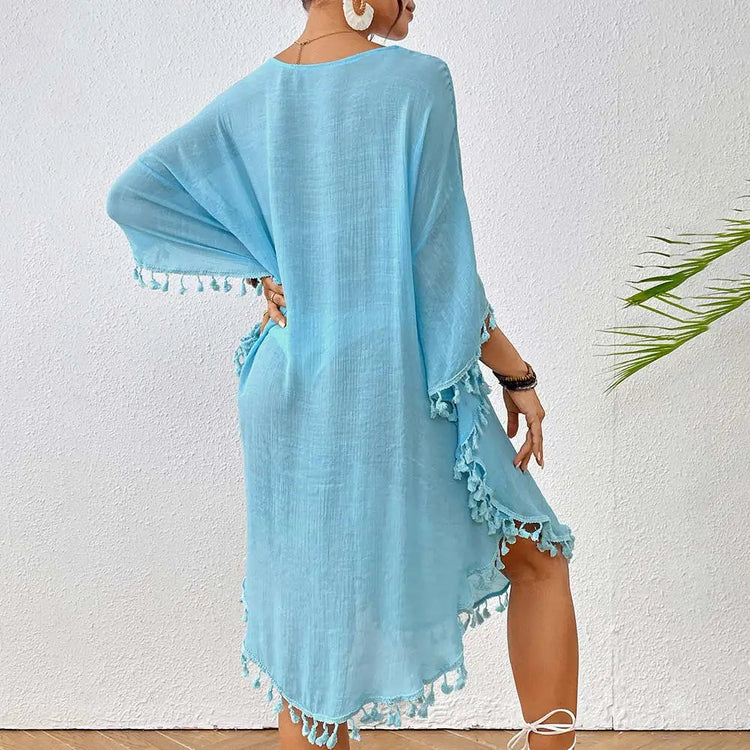 Abito Copricostume Estivo da Donna con Scollo Quadrato, Protezione Solare, Vestibilità Ampia, Traforato, per Spiaggia e Vacanze platinumshop