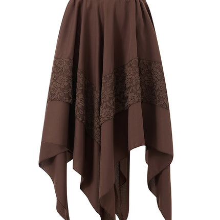Gonna Steampunk gotica da donna Gonna irregolare in pizzo a contrasto vintage Gonna rinascimentale Costume cosplay