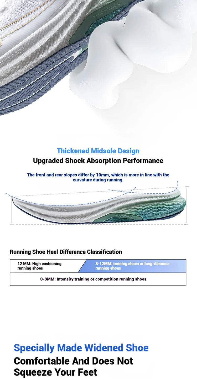 Xtep 2000km Plus Running Shoes 2025 New Spring Lightweight Anti-slip Wear-Resistant Men's Training Jogging Sneakers 875319110001 PlatiNum