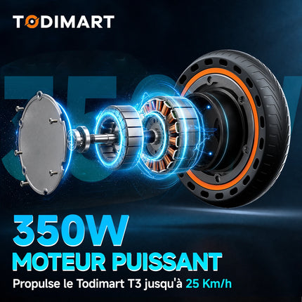 TODIMART N3 Monopattino Elettrico Pieghevole Motore Senza Spazzole 350W Batteria 36V7,8Ah Pneumatico Nido d'Ape Velocità 25km/h Carico Massimo 120kg Adulti
