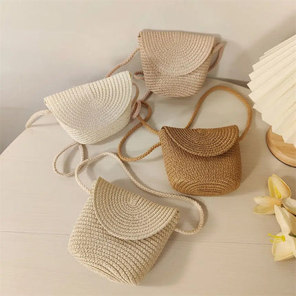 Fashionable Shell-Shaped Straw Bag, Handmade Straw Bag, Summer Beach Bag for Children