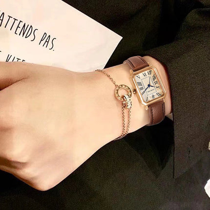 LUCKY FOX 2 pezzi confezione regalo di lusso leggera set braccialetto orologio orologio al quarzo quadrato da donna semplice e alla moda regalo del festival Reloj platinumshop