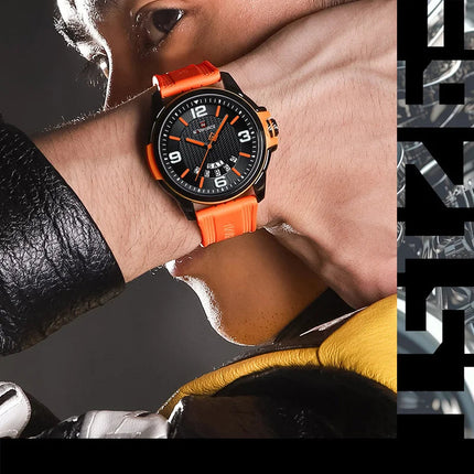 NAVIFORCE Creativo cinturino in TPU orologio da polso maschile moda sportiva 3ATM quarzo impermeabile giorno e data display orologi da uomo Reloj Hombre platinumshop
