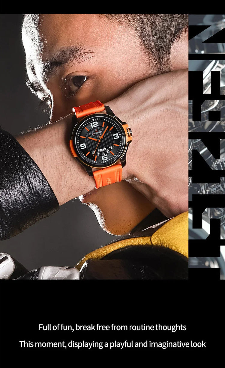 NAVIFORCE Creativo cinturino in TPU orologio da polso maschile moda sportiva 3ATM quarzo impermeabile giorno e data display orologi da uomo Reloj Hombre platinumshop
