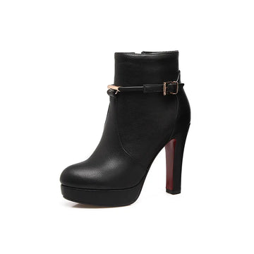 Brand Ankle Boots For Women Platform Fashion Elegant High Heel Short Boot Large Size Zipper Autumn Winter Black Green Shoes Lady