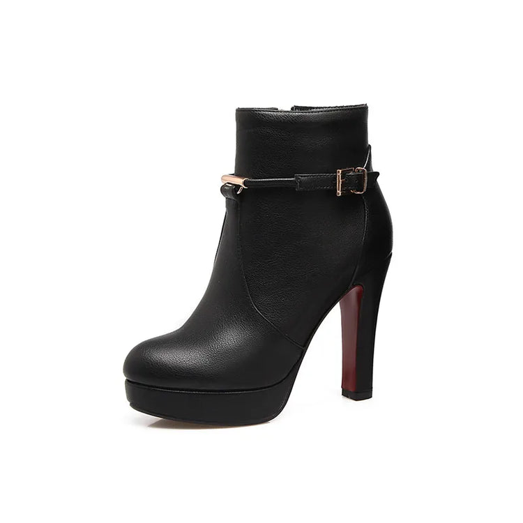 Brand Ankle Boots For Women Platform Fashion Elegant High Heel Short Boot Large Size Zipper Autumn Winter Black Green Shoes Lady