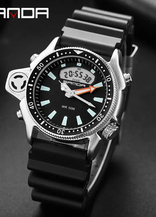 SANDA Sport orologio digitale al quarzo da uomo orologi subacquei creativi orologio da uomo con allarme impermeabile orologio con doppio Display Relogio Masculino platinumshop