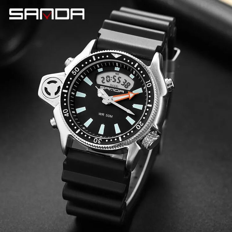 SANDA Sport orologio digitale al quarzo da uomo orologi subacquei creativi orologio da uomo con allarme impermeabile orologio con doppio Display Relogio Masculino platinumshop