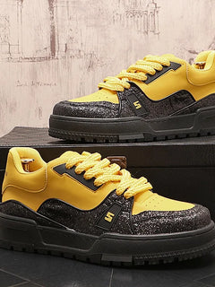 Sneakers Casual Mens Designer Bling Punk Board Shoes Fashion Split Leather Breathable Height Increased Flat Platform Sport Shoes