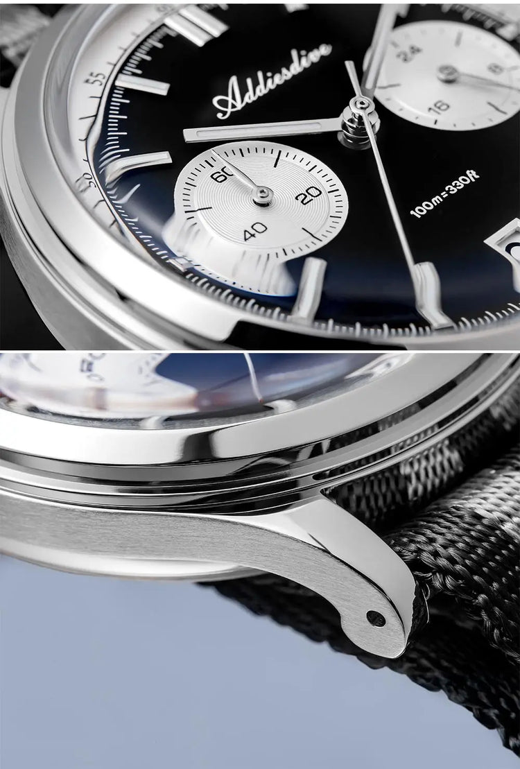 ADDIESDIVE AD2095 Man‘s Chronograph Watch BGW9 Super Luminous 10Bar Waterproof Bubble Mirror Glass VK64 Quartz Steel Wristwatch