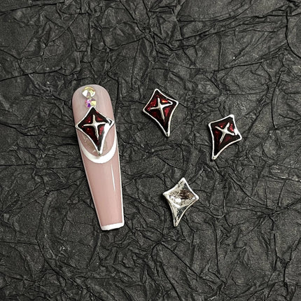 20PCS Alloy Dark Gothic Style Cross Skull Nail Art Decoration Punk Spider Web Coffin Nail Charm Accessories for DIY Crafts