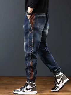 High end workwear jeans for men in autumn and winter, trendy brand, rugged and handsome pants, American style, personalized desi