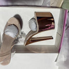 Glossy electroplated Cross dressing 8 inches high heel Stripper 20cm sandals  Clear Exotic Sexy platform pole Dance Sexy womens PlatiNum