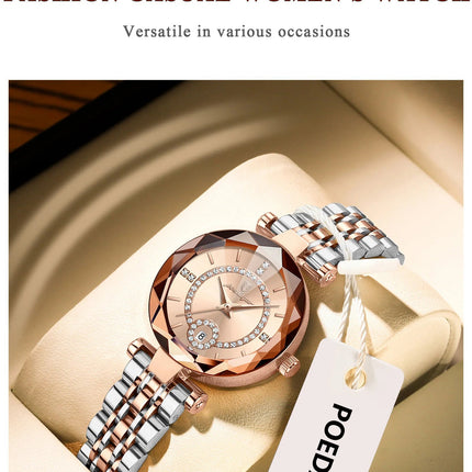 POEDAGAR Orologio da polso originale alla moda per donna Orologio da donna al quarzo con data in acciaio inossidabile impermeabile Orologi da donna casual di lusso platinumshop