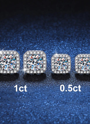 Neetim Real 0.5-1 Carat D Color Moissanite Stud Earrings For Women 100% 925 Sterling Silver Sparkling Earring Wedding Jewelry PlatiNum