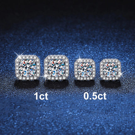 Neetim Real 0.5-1 Carat D Color Moissanite Stud Earrings For Women 100% 925 Sterling Silver Sparkling Earring Wedding Jewelry PlatiNum