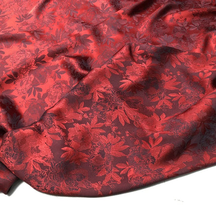 Tessuto jacquard con motivo peonia in rilievo bicolore al metro per gonne, pigiami, cucito, tessuto Hanfu stampato, delicato sulla pelle, sottile e morbido