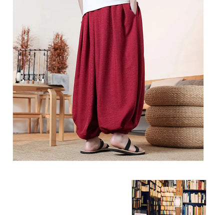 Pantaloni da uomo in seta ghiaccio, stile cinese, vestibilità ampia, alla moda, estivi, casual, sportivi, modello lanterna, taglie forti fino alla 8XL - Offerta imperdibile!