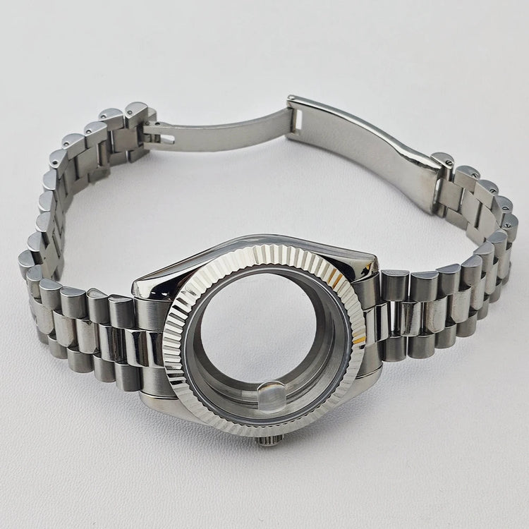 40mm Sapphire Glass For Men Watch Case Fit Miyota 8215 8285 DG2813 Movement Waterproof Jub President Stainless Strap 31mm Dial