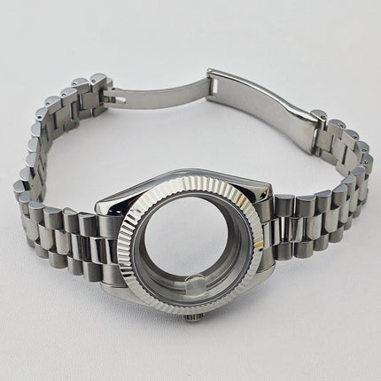 40mm Sapphire Glass For Men Watch Case Fit Miyota 8215 8285 DG2813 Movement Waterproof Jub President Stainless Strap 31mm Dial