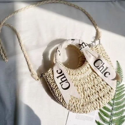 Woven Rattan Beach Bag, Women's Summer Bag, Shoulder Bag, Basket Bag, Single Shoulder Bag, Soft Polyester Material