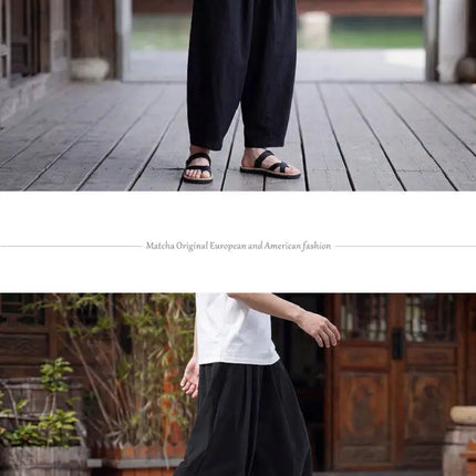 Pantaloni casual da uomo tinta unita primavera estate comodi e alla moda a gamba dritta, pantaloni giapponesi leggeri e sottili Harun a gamba larga