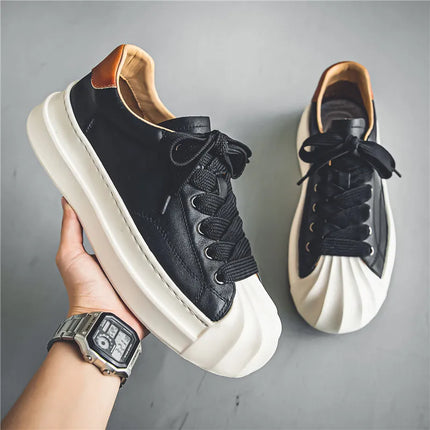 Sneakers Casual Men Designer Classic Shell Toe Board Shoes Fashion Leather Fabric Breathable Height Increased Platform Gym Shoes