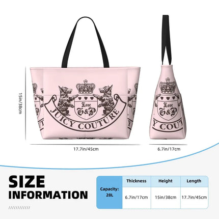 Y2k Juicy Couture Crest Beach Tote Bag Gym Yoga Duffle Bag Large Tote Bag Women's Travel Bag Fitness Bag