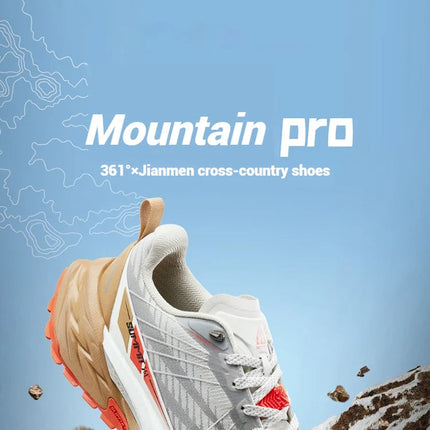 361 Degrees Yushan PRO Men Running Shoes Durable Hiking Cushioning Breathable Non-slip Outdoor Jogging Male Sneakers 672522250 PlatiNum