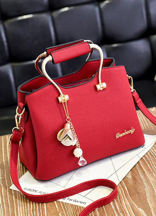 Yogodlns Luxury Pendant Handbag For Women PU Leather Tassel Shuolder Bag Designer Handle Bag Brand Shopping Mommy Shoudler Bag PlatiNum