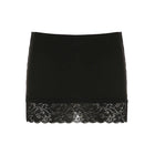 Women's summer hem half-body skirt with lace splicing, and a sexy black slim half-body skirt, club hottie short skirt dress with transparent inner bottom
