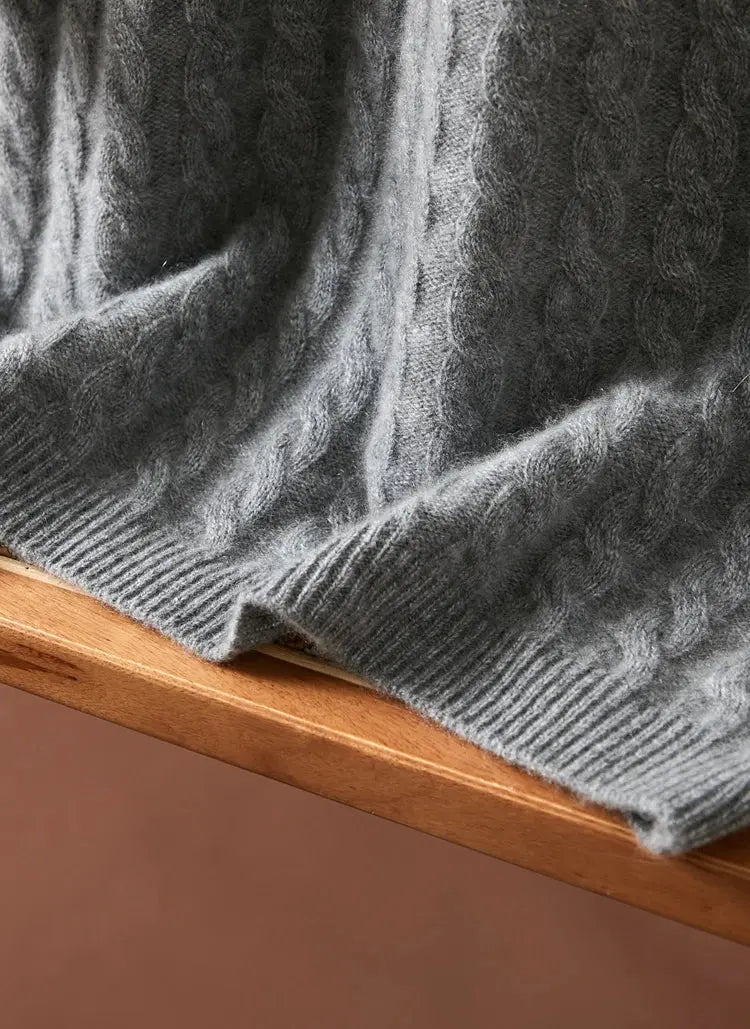 Autumn Winter 100% Cashmere Skirt Women Soild Mid-calf  High Waist Twist Flower Fit Slimming Knitted Dress  Light Luxury Elegant PlatiNum
