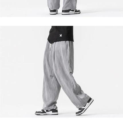 Pantaloni Leggeri e Sottili da Uomo, Traspiranti, Tinta Unita, Stile Harajuku, Gamba Larga, Casual, Oversize, Moda Harem, Streetwear Maschile
