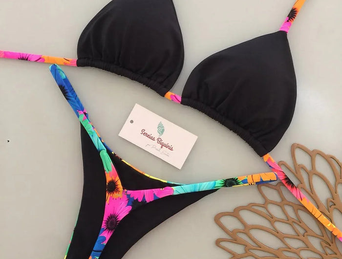 Micro Bikini 2026 Sexy da Donna, Costume da Bagno Push-Up, Set Bikini Stampato, Perizoma, Abbigliamento da Spiaggia Femminile