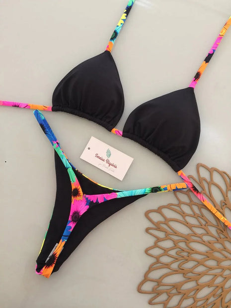 Micro Bikini 2026 Sexy da Donna, Costume da Bagno Push-Up, Set Bikini Stampato, Perizoma, Abbigliamento da Spiaggia Femminile