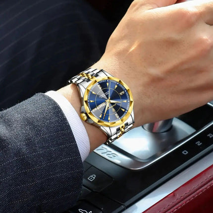 POEDAGAR Orologio da uomo di moda di lusso Top Business Impermeabile luminoso Data Settimana Orologi da uomo Orologio da polso da uomo in acciaio inossidabile al quarzo platinumshop