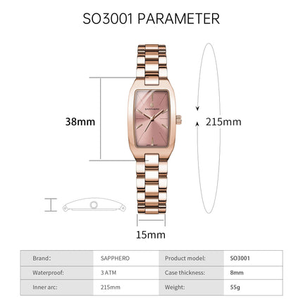 SAPPHEROLuxury Orologio da donna Cinturino in acciaio inossidabile Orologio impermeabile Quadrante ultrasottile Orologio da donna semplice alla moda Orologio accurato platinumshop