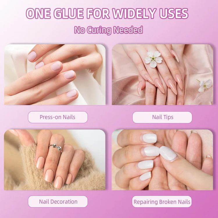 Nail Polish Adhesive, Brush-Equipped, Fast-Drying Glue, Suitable for Nail Salons for Attaching Rhinestones and Nail Pieces. High-Strength Nail Polish.