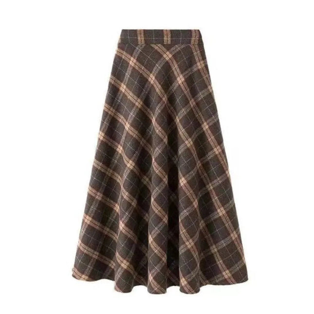Retro High Waist Retro Plaid Skirt Slim Fit Classical High Waist Long Skirt Preppy Style Winter Autumu A-line Half Dress Autumn PlatiNum