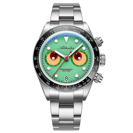 ADDIESDIVE VK64 Quartz Wristwatch Ceramic Bezel Chronograph Calendar Luxury Wristwatches Eyes Dial Bubble Mirror Glass Watches