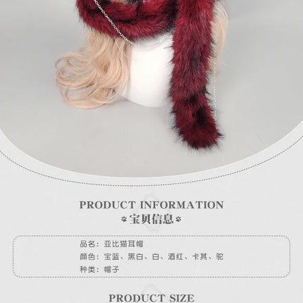 Cat Ear Hat, Punk Style Rock Autumn and Winter Warm Hat, Dark Gothic Style Winter Plush Hat