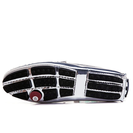 Scarpe Eleganti da Uomo, Mocassini Casual Argento, Taglie Grandi 38-48, Scarpe da Guida alla Moda per Giovani