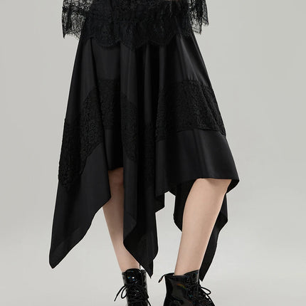 Gonna Steampunk gotica da donna Gonna irregolare in pizzo a contrasto vintage Gonna rinascimentale Costume cosplay