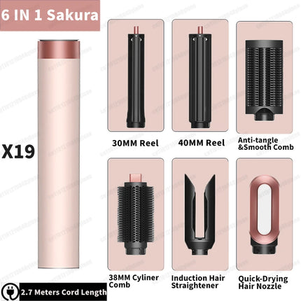 Hot Air Dryer Brush Multil Hair Styler Hair Dryer 30/40mm Auto Curling Barrels and Hair Strightenting Nozzle Hot Air Brush Wrap