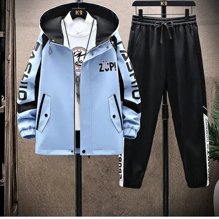 Spring Autumn Men Tracksuit Set Casual Sportswear Hooded Jackets Pants 2 Piece Sets Hip Hop Running Sports Suit